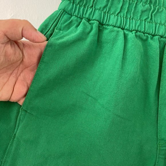 Zara Solid Green High Waist Elastic Shorts Size: XS - Picture 5 of 9